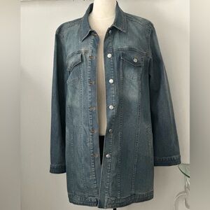 Chicos Long Denim Jean Jacket